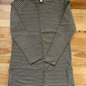 J. Jill Olive Brown and White Striped Knit Top